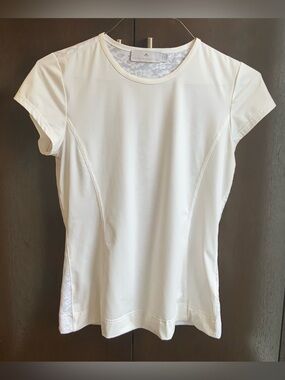 STELLA MCCARTNEY White Lace-Back Short Sleeve Althletic Tee